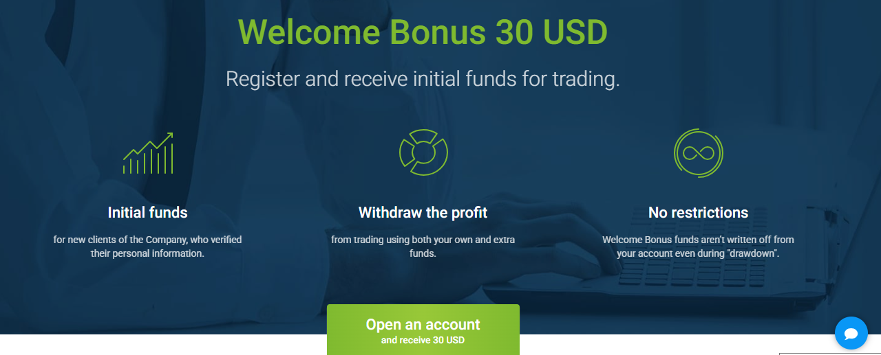 Welcome Bonus 30 USD
